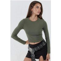 Körperbetontes langärmliges Crop-Top