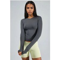Schmal geschnittenes Langarmshirt mit Rundhalsausschnitt