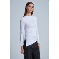 Langarmshirt mit Bootsausschnitt und Raffung