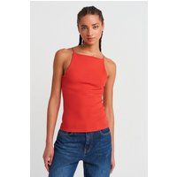 Jersey-Neckholder-Top mit eckigem Ausschnitt