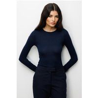 Schmal geschnittenes Langarmshirt mit Rundhalsausschnitt