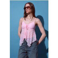 Asymmetrische Spitzen-Camisole mit Bindeband