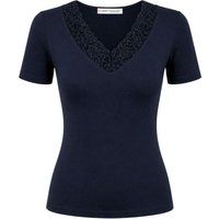 Jersey-Top mit Spitzen-V-Ausschnitt