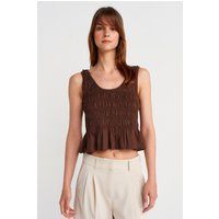Gesmoktes Schößchen-Crop-Top aus Strick