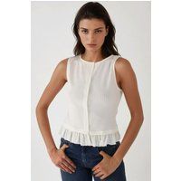 Geripptes Peplum-Top mit Knöpfen