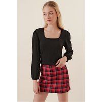 Strukturierte Bluse mit Karree-Ausschnitt