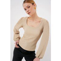 Strukturierte Bluse mit Karree-Ausschnitt