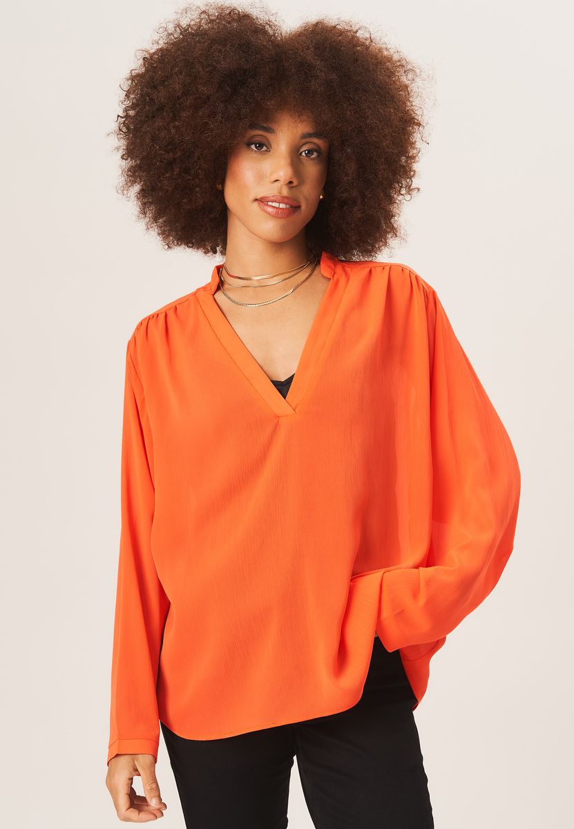 Oversized-Bluse aus strukturiertem Chiffon