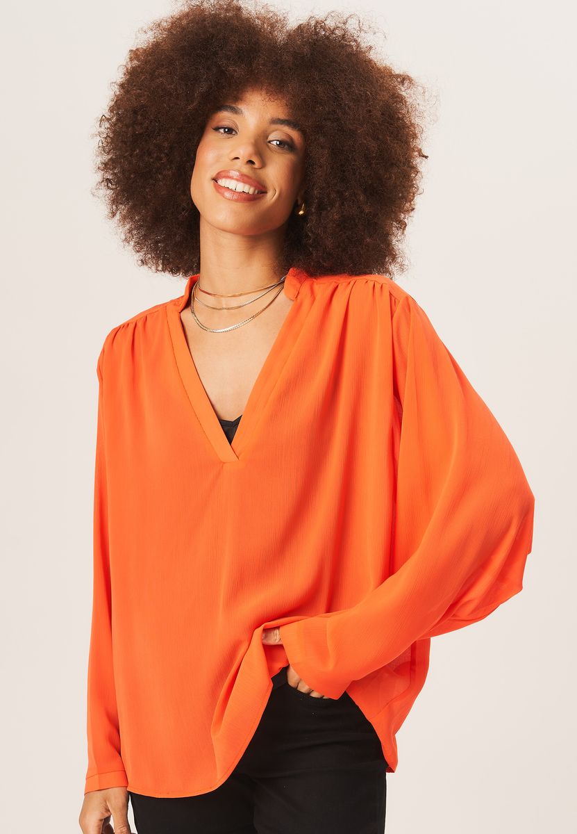 Oversized-Bluse aus strukturiertem Chiffon