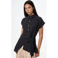 Strukturierte Bluse mit Seitenknoten