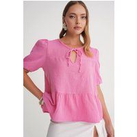 Strukturierte Musselin-Bluse mit Binde-Detail