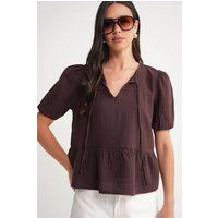 Strukturierte Musselin-Bluse mit Bindedetail