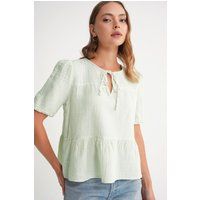 Strukturierte Musselin-Bluse mit Bindedetail