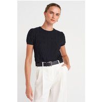 Strukturierter Rippstrick-Crop-Top