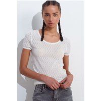 Pointelle-Stricktop mit Schleifen-Detail