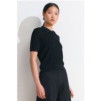 Strukturierte Spitzenstrick-Polo-Bluse