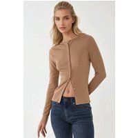 Schmaler Rippstrick-Cardigan mit Knöpfen