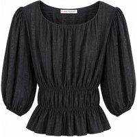 Texturierte Schößchen-Bluse mit Puffärmeln