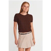 Strukturierter Wellenstrick-Crop-Top