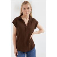 Strukturierte ärmellose Polo-Bluse