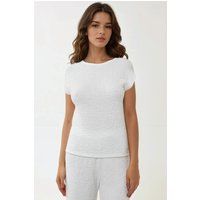 Texturiertes Rundhals-Oberteil Relaxed-Fit