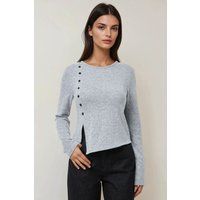Langarmshirt mit asymmetrischer Knopfleiste