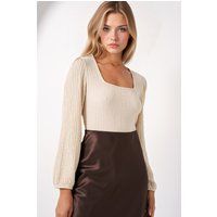 Strukturierte Bluse mit Karree-Ausschnitt
