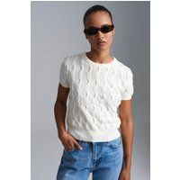 Kurzarm-Stricktop mit Wellenstruktur