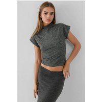 Texturiertes Stricktop mit Stehkragen