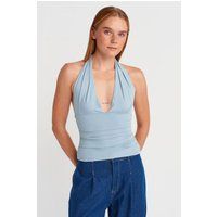 Drapierte Halterneck-Bluse aus Jersey
