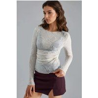 Langarm-Top mit Paisley-Flockdruck