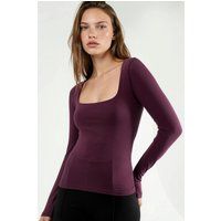 Tailliertes Langarmshirt mit Quadratischem Ausschnitt
