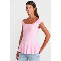 Geripptes Peplum-Strickoberteil