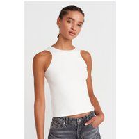 Tailliertes geripptes Tanktop mit Stehkragen