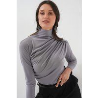 Elegantes drapiertes Rollkragen-Jersey-Top