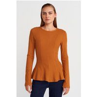 Strukturstrick-Peplum-Bluse