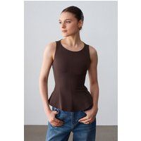 Ärmelloses Peplum-Oberteil aus Krepp