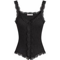 Geripptes Camisole mit Spitzenbesatz
