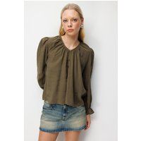Texturierte Bluse mit Knopfleiste