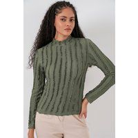 Strukturiertes Slim-Fit-Stehkragen-Top