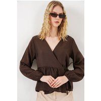 Strukturierte Wickelbluse mit Schößchen