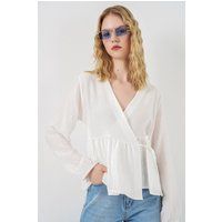 Wickelbluse aus Krepp mit Bindedetail