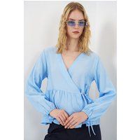 Wickelbluse aus strukturiertem Krepp