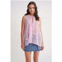 Bluse mit 3D-Blütenapplikation und Schluppe