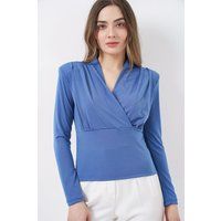 Elegante drapierte V-Ausschnitt Bluse
