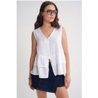 Gestufte Peplum-Bluse mit Knopfleiste