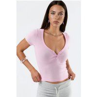 Geripptes Henley-Strickoberteil