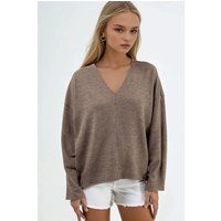 Lockerer Strickpullover mit V-Ausschnitt