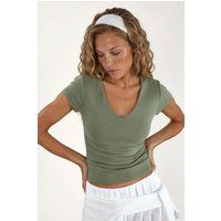 Körpernahe Modal-Bluse mit V-Ausschnitt