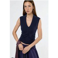 Ärmellose Crepe-Bluse mit V-Ausschnitt